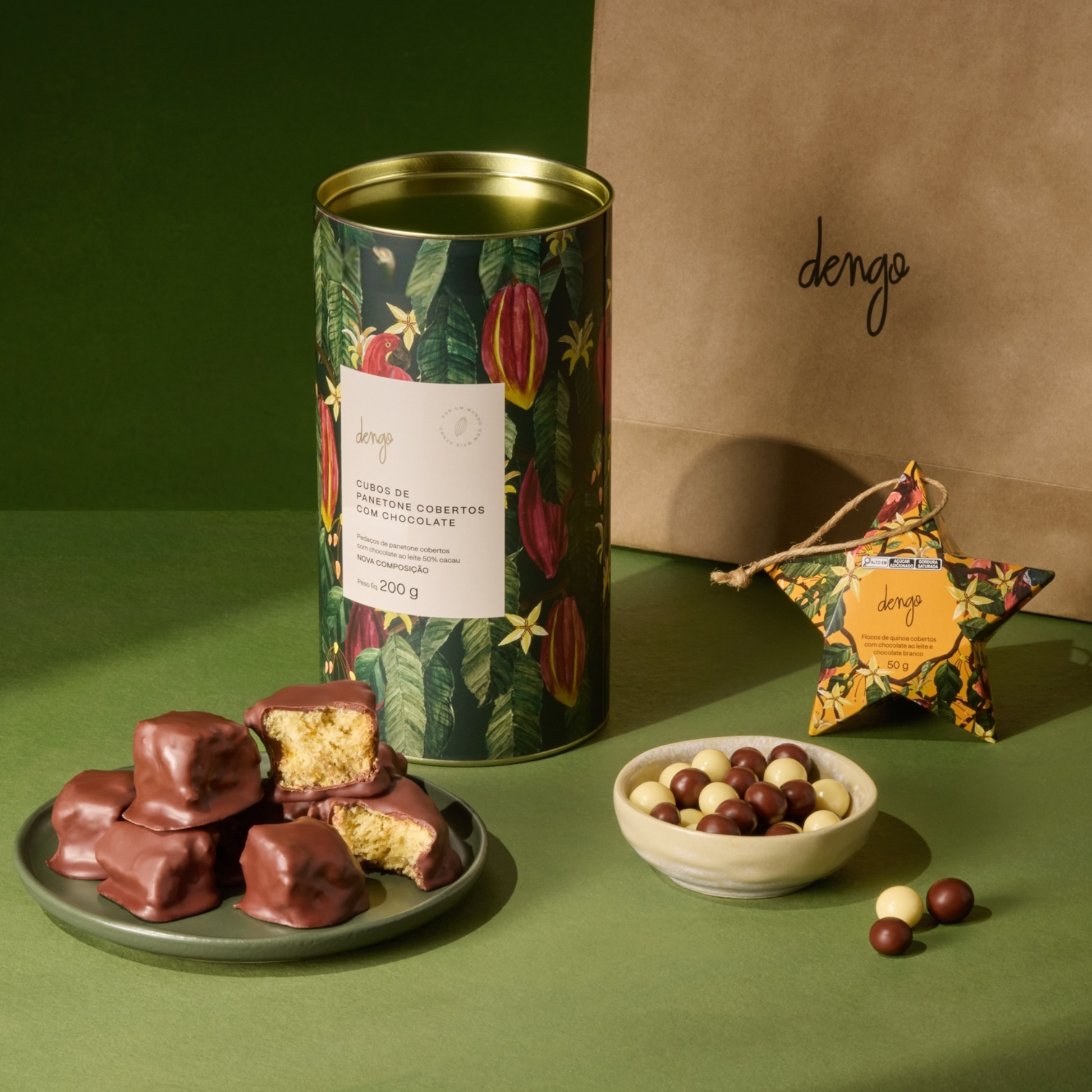 Kit Célébration - Cubes de Panettones & Etoile Drageas de Quinoa Lait & Chocolat