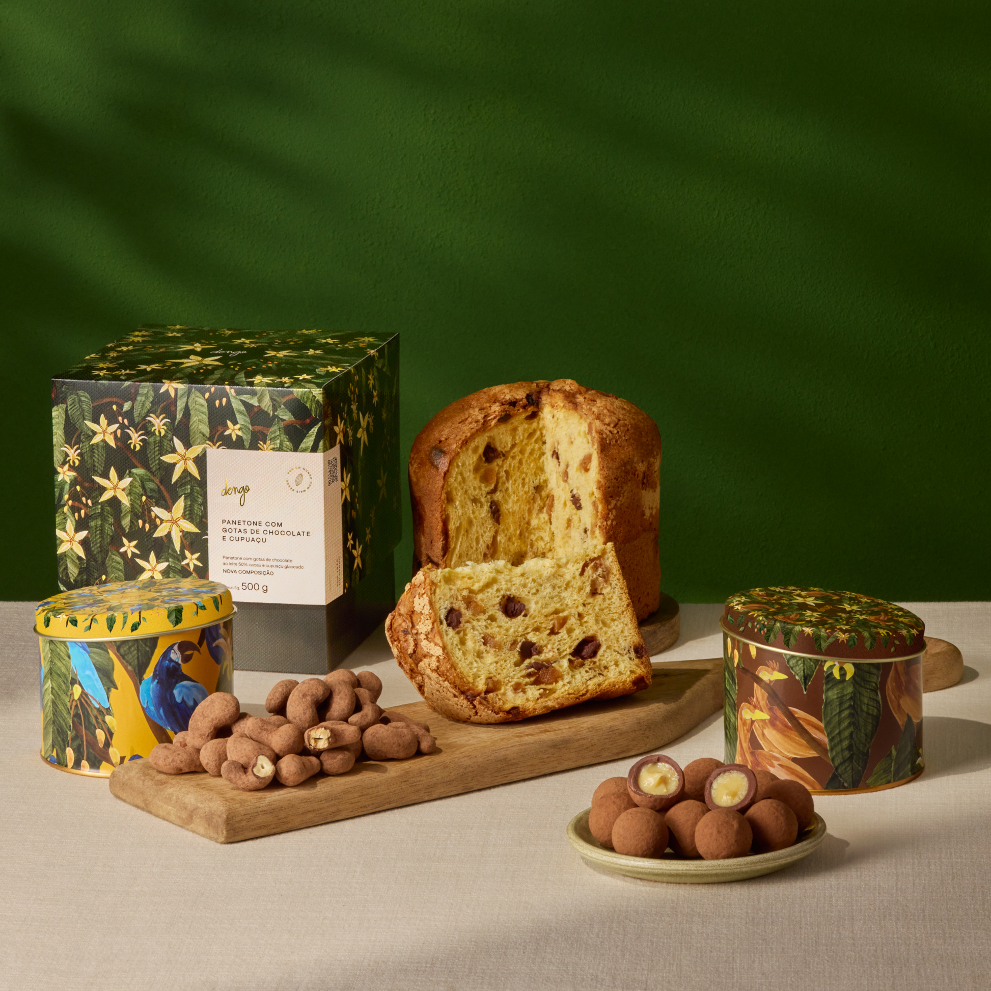 Kit Fruits du Brésil - Panettone Pépites de chocolat 50% et Cupuaçu & Drageas de Cajou & Chamegos Cupuaçu